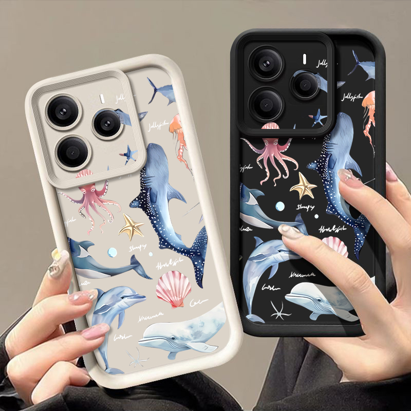 Xiaomi Redmi Note 14 - Cute Dolphin Patterned Soft Case For