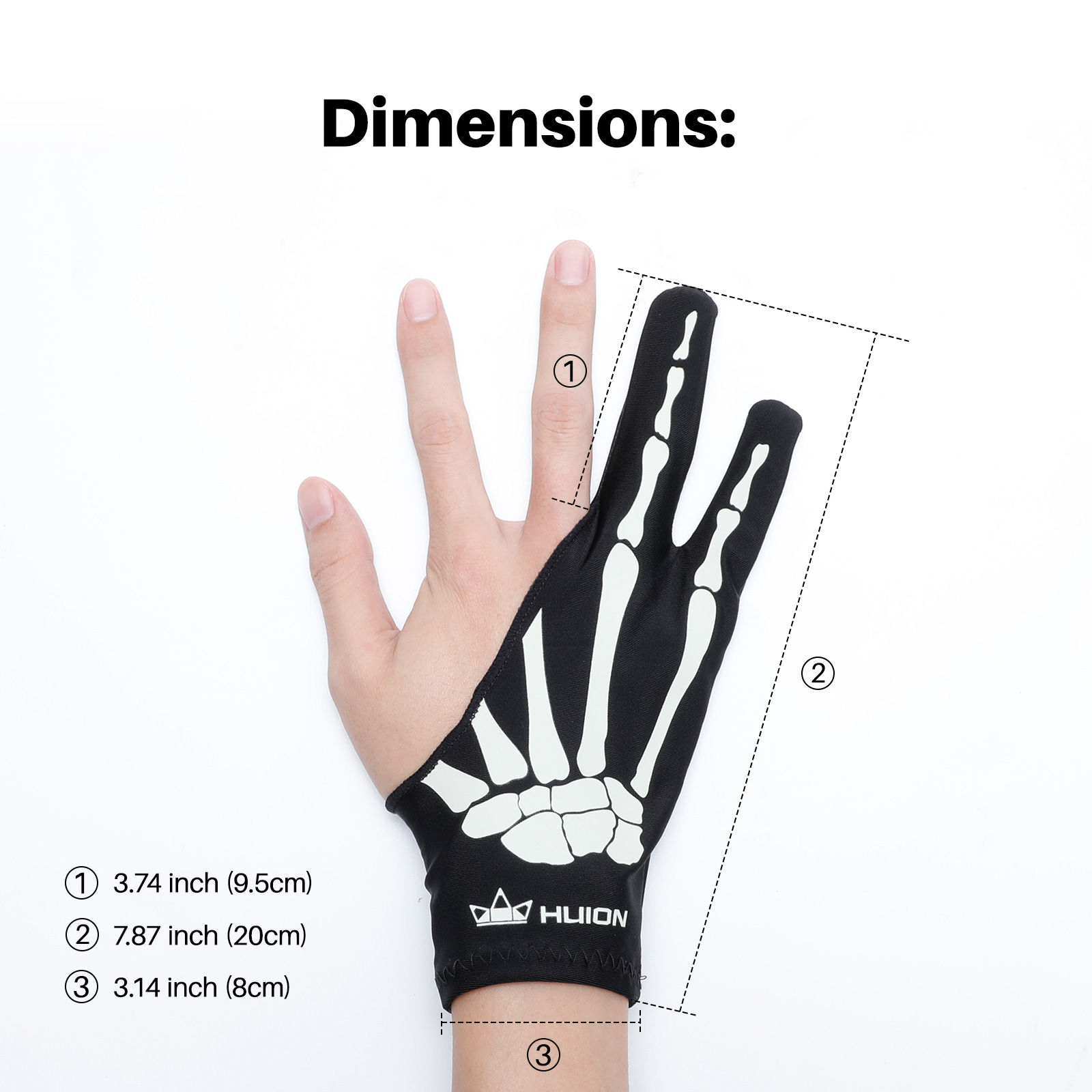 Huion Skeleton Glove Two- Fing - Drawing Glove Artist 评论和价格